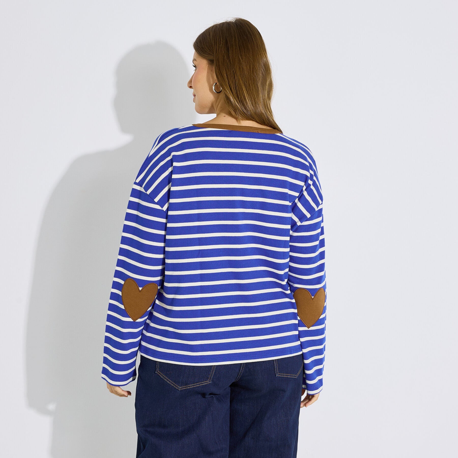 Tee-shirt ray&eacute; coudi&egrave;re c&oelig;ur femme