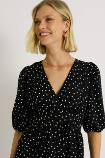 Robe col V à pois