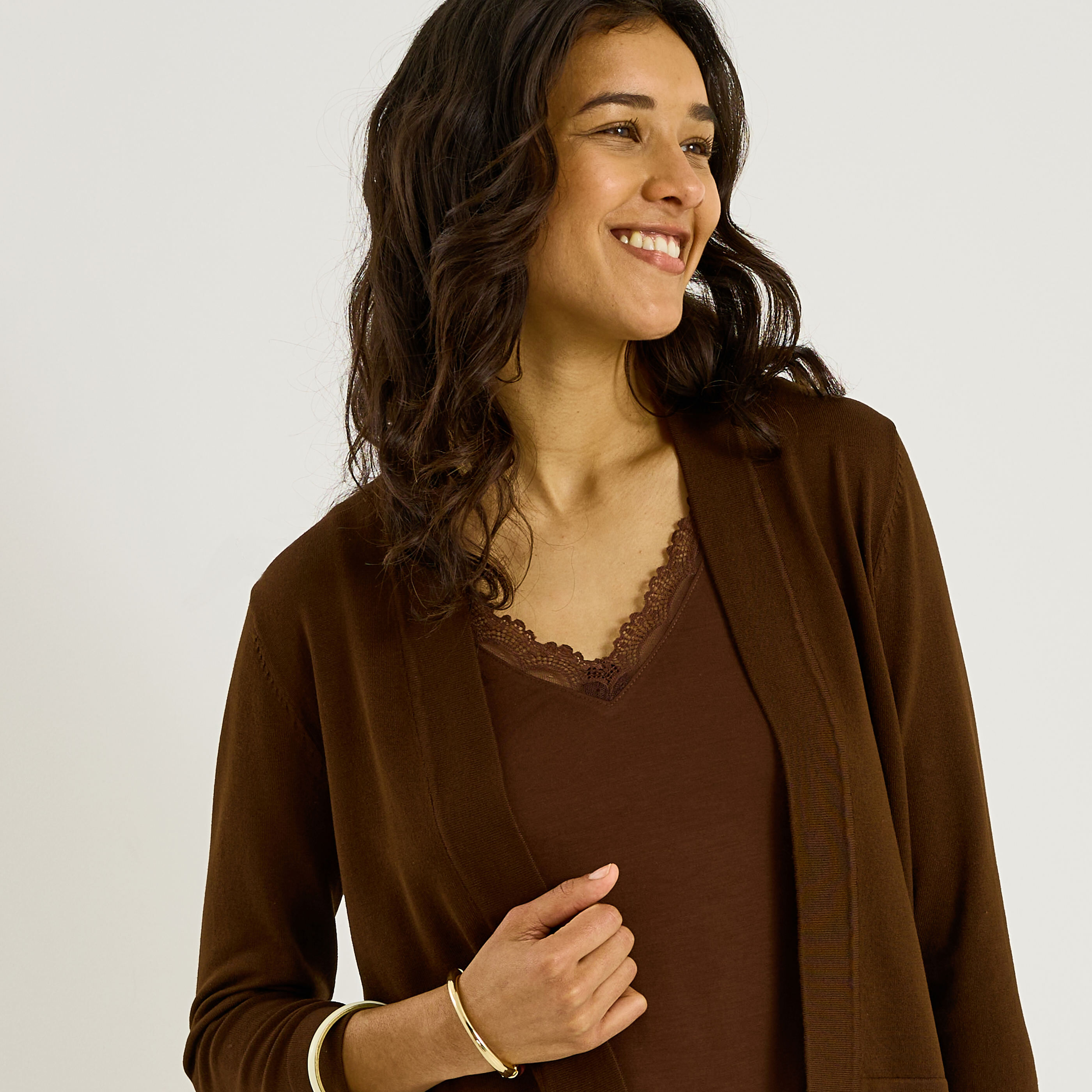 Gilet basique manches 3/4 femme