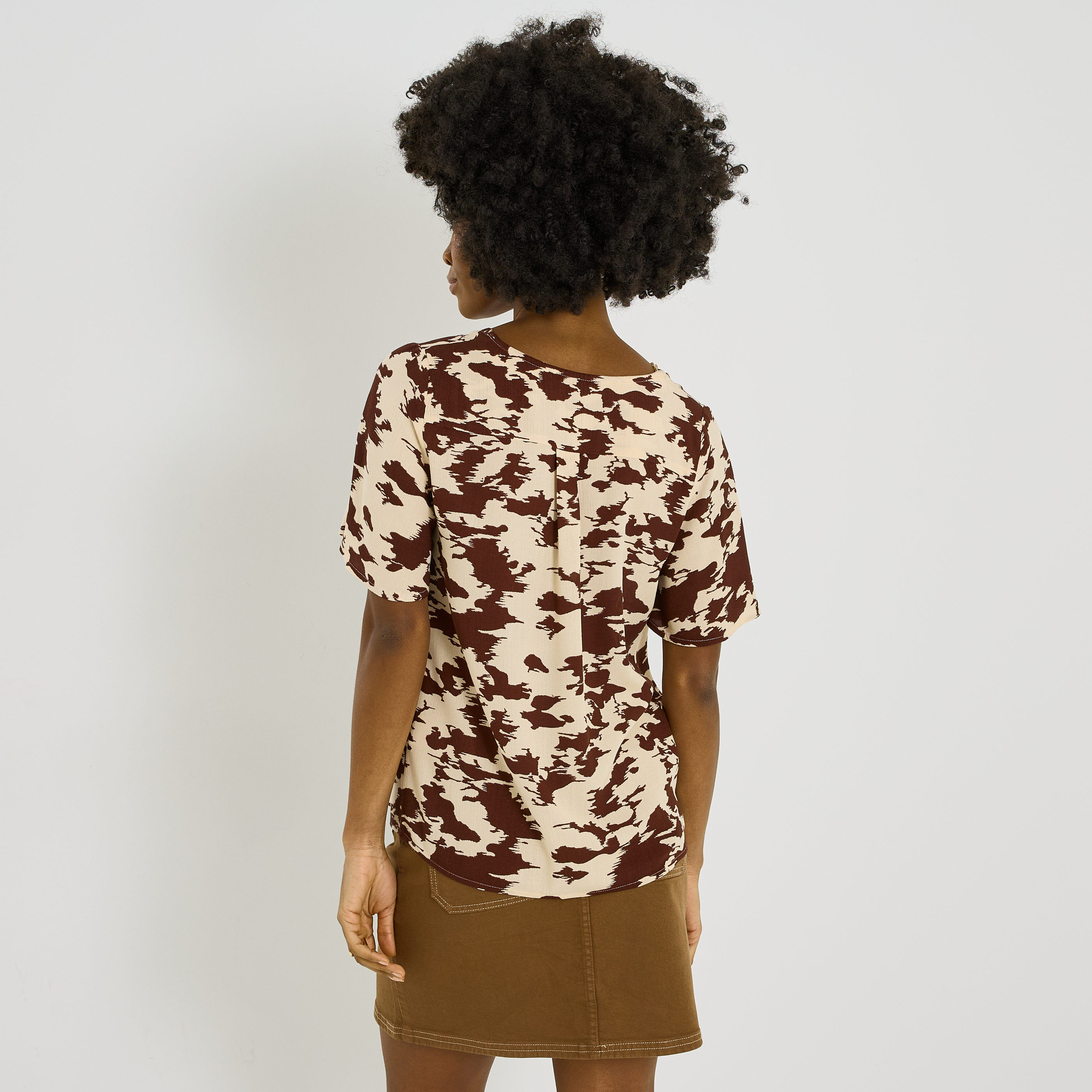 Blouse imprim&eacute;e manches courtes femme