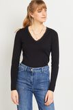 Pull col V noir femme