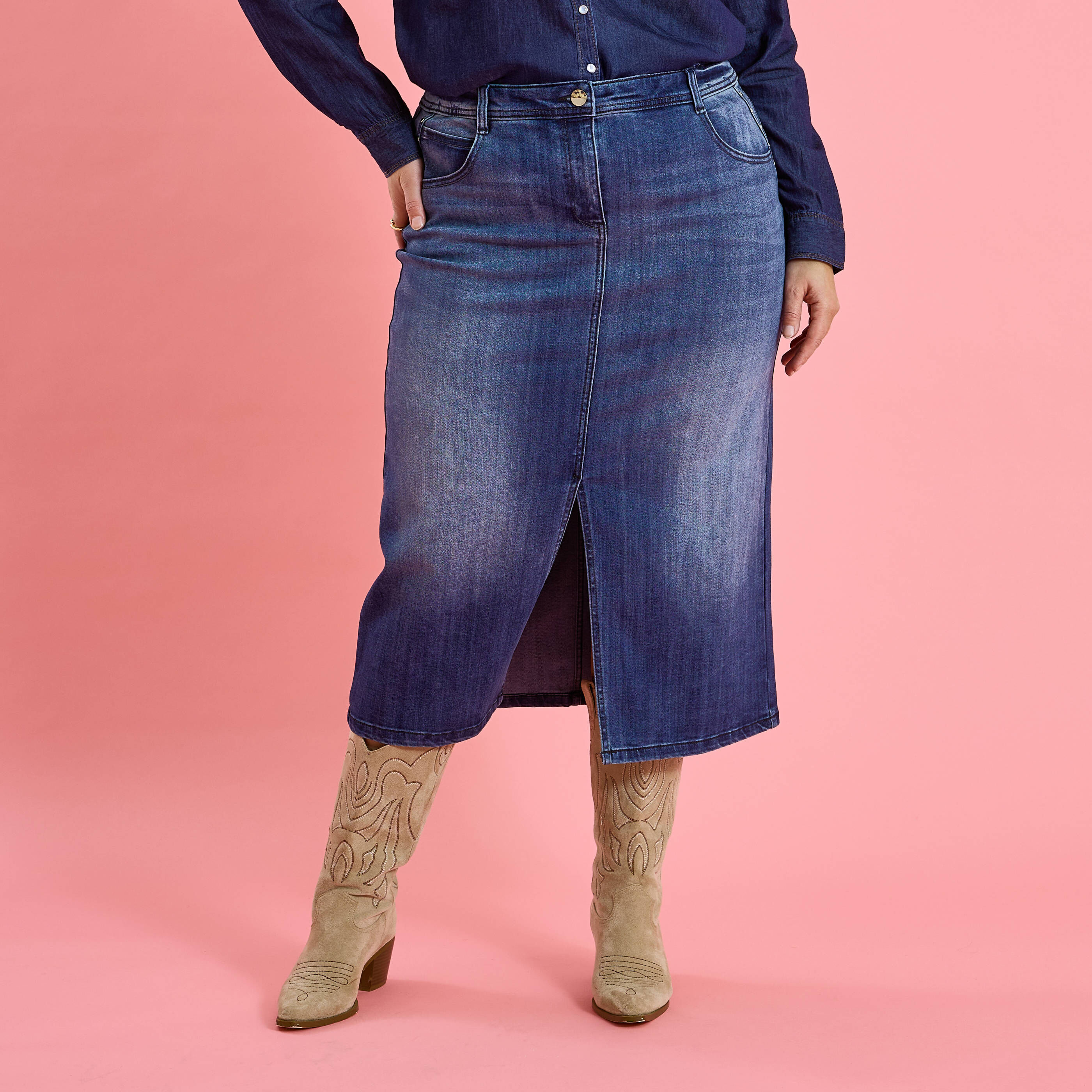 Jupe longue en denim avec fente