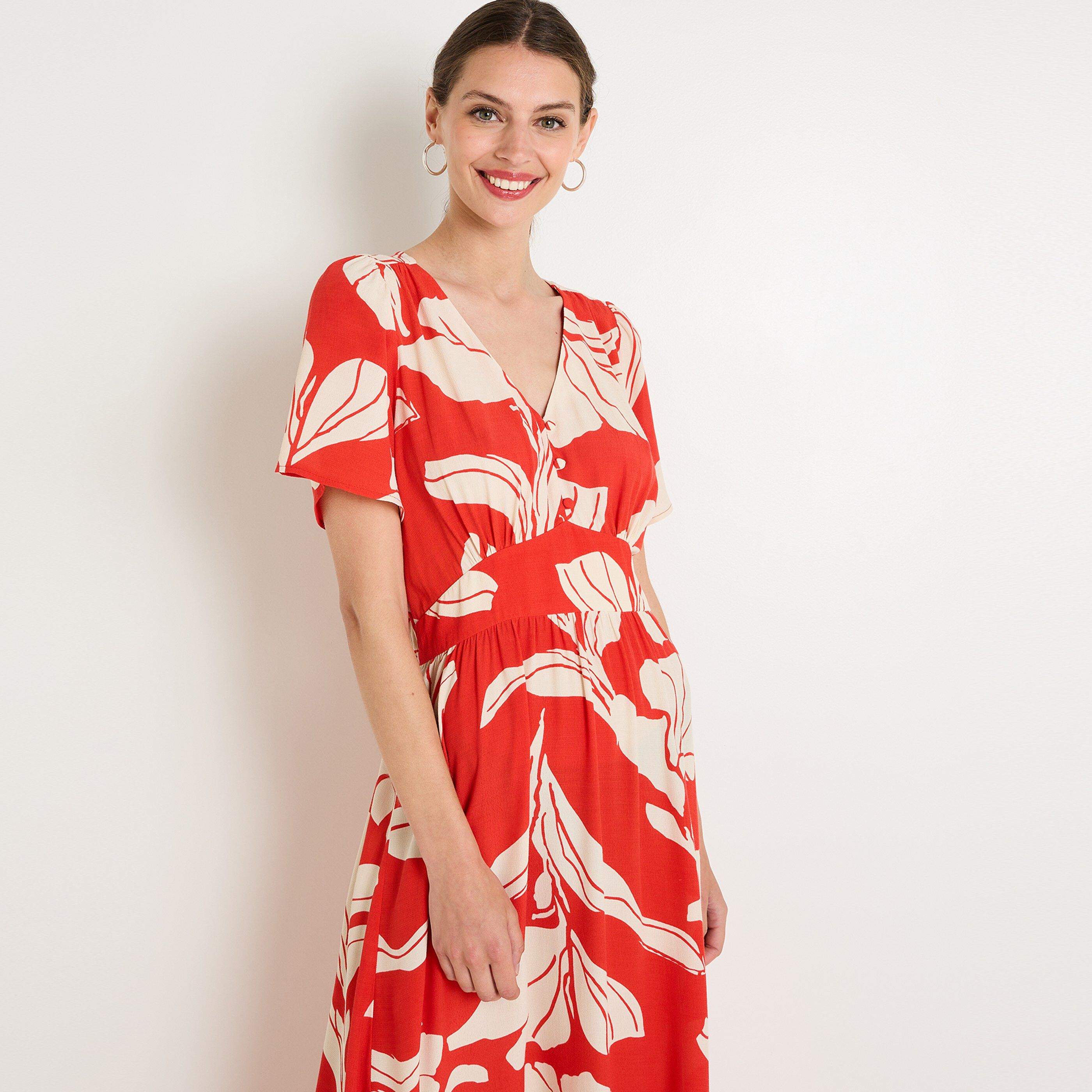 Robe longue imprim&eacute;e femme