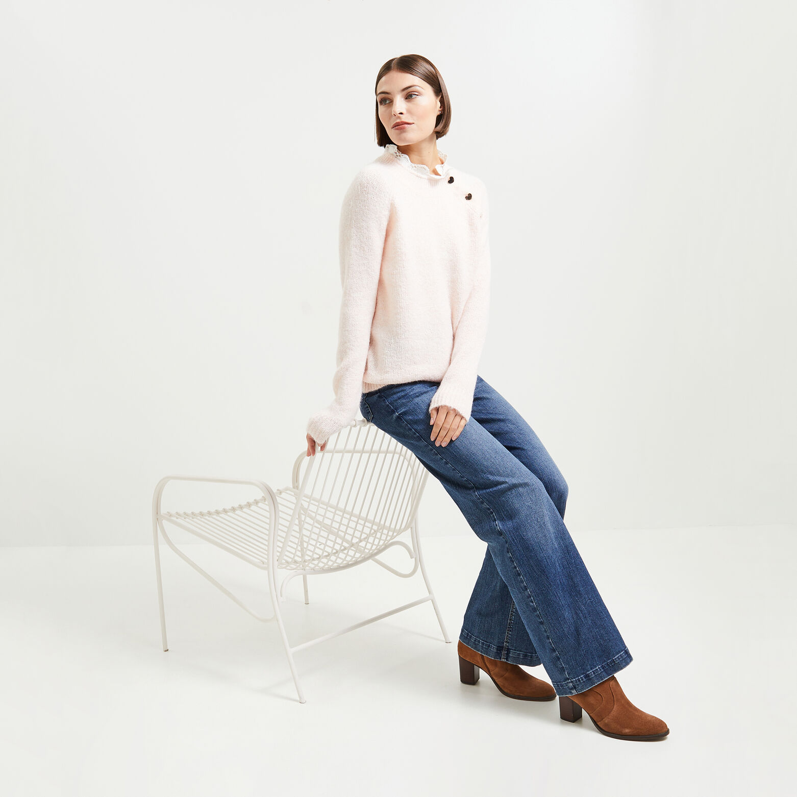 Pull col montant femme
