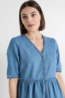 Robe en denim à volants femme