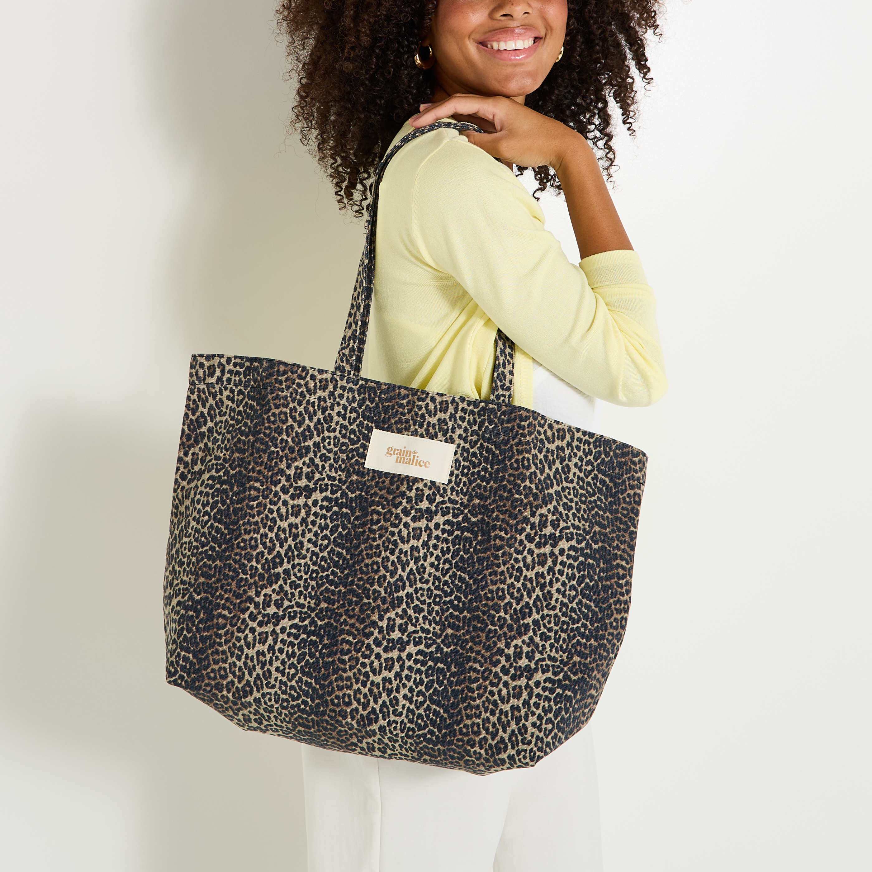 Tote bag imprim&eacute; l&eacute;opard femme