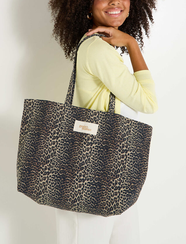 Tote bag imprimé léopard femme