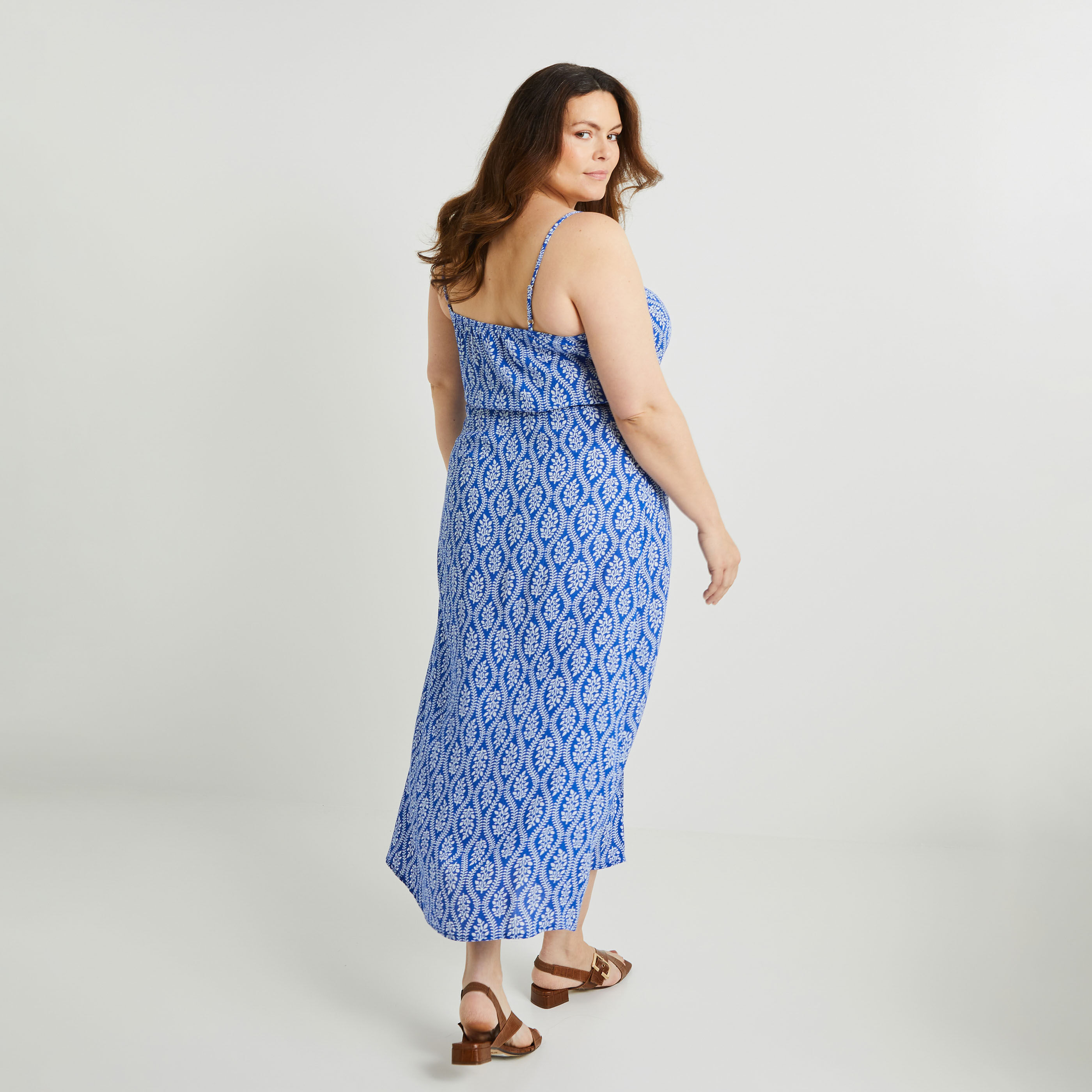 Robe longue imprim&eacute;e femme