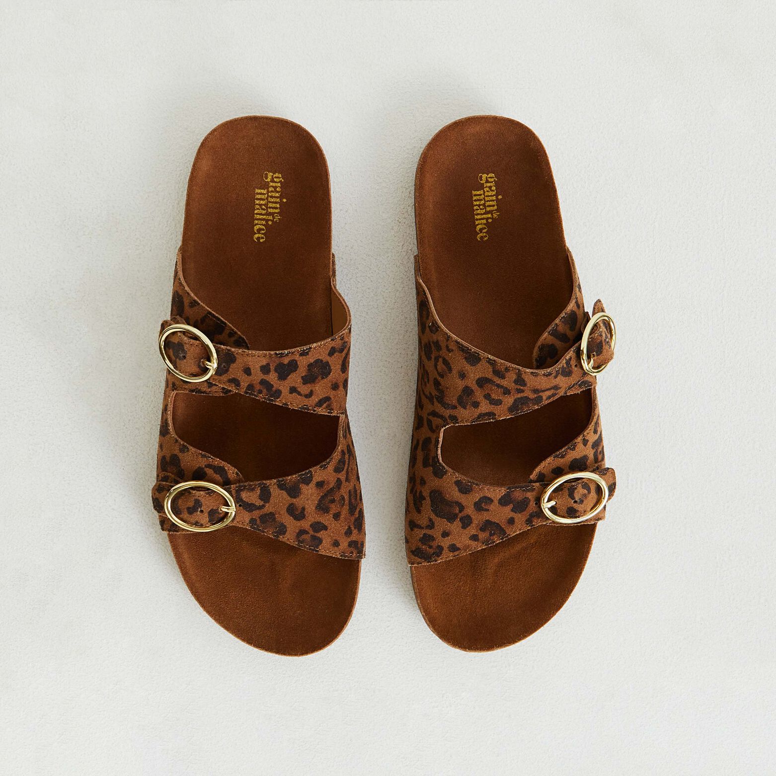 Mule léopard croûte de cuir femme
