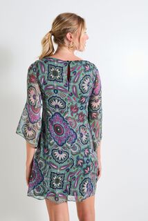 Robe imprimée manches 3/4 femme