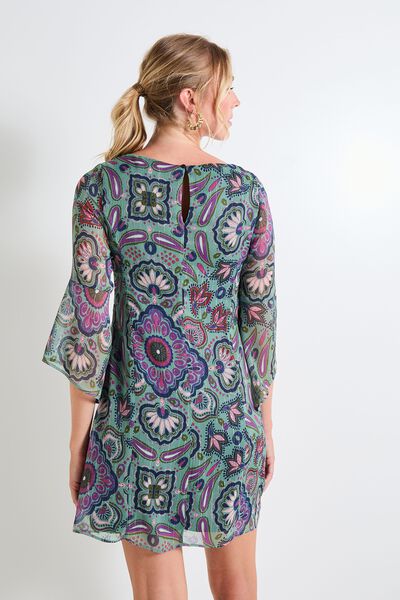 Robe imprimée manches 3/4 femme