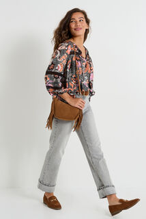 Blouse col V imprimée femme