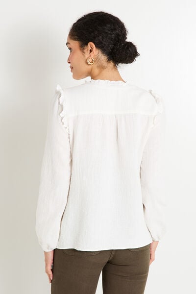 Chemise brodée à col V femme