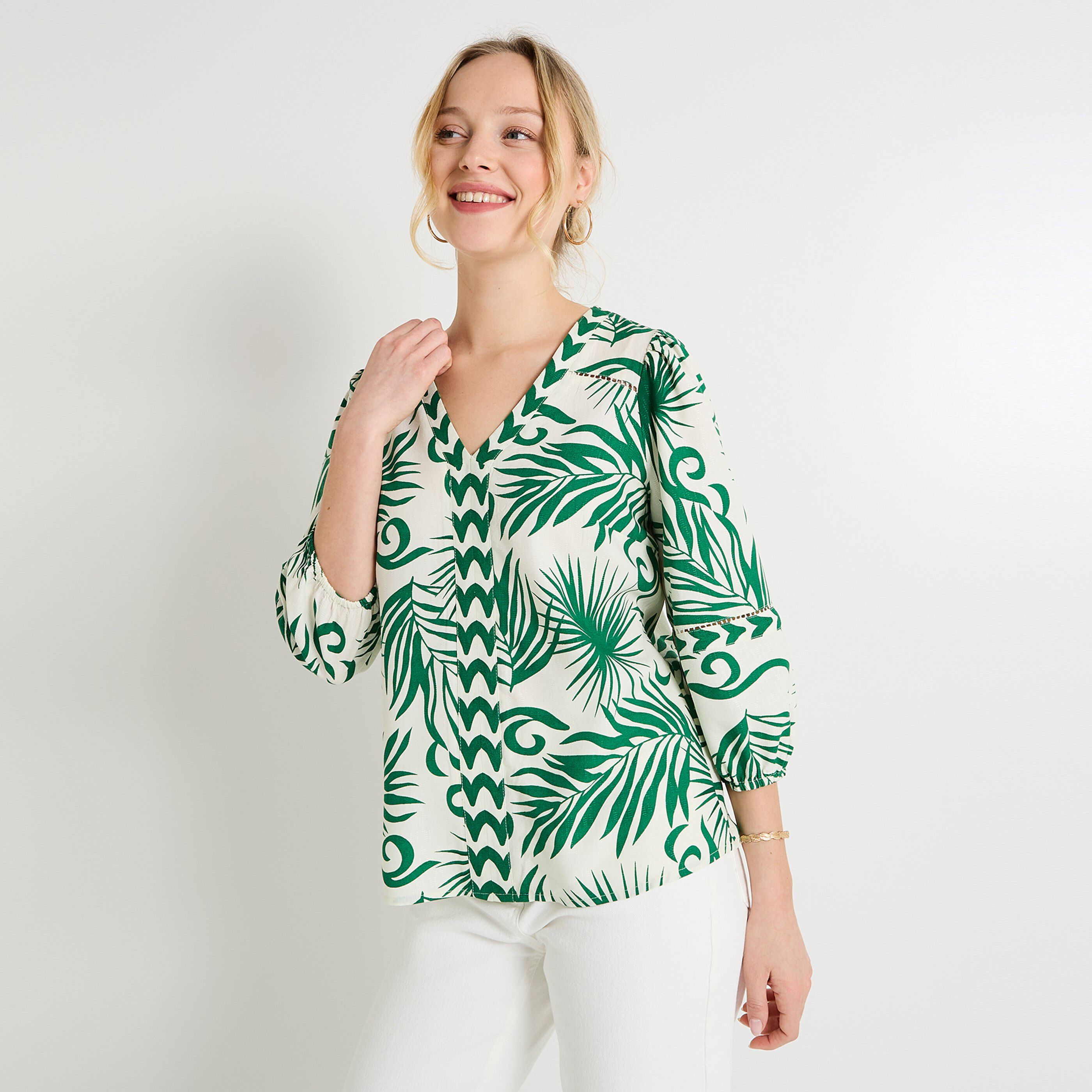 Blouse col V femme