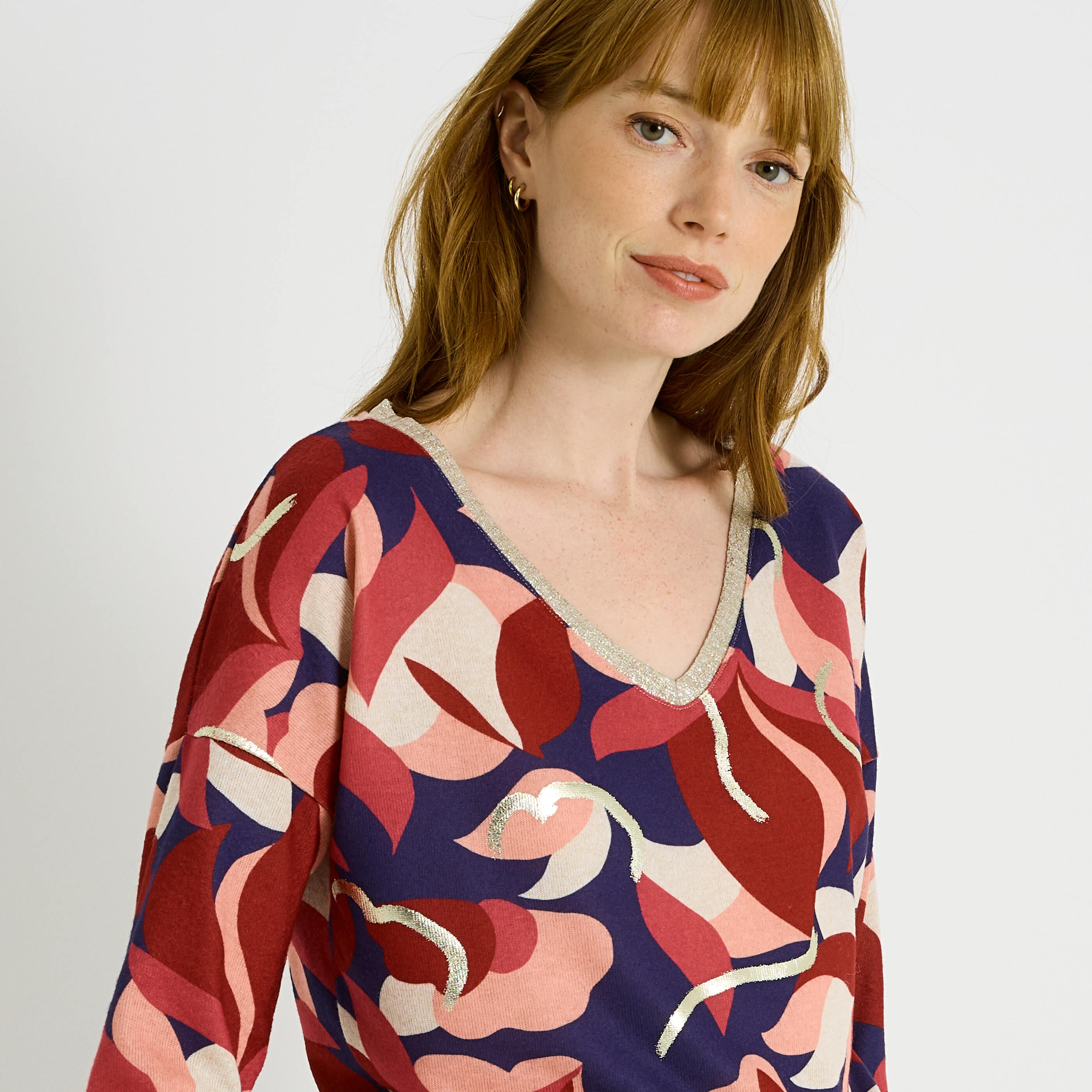 T-shirt imprim&eacute; fleuri femme