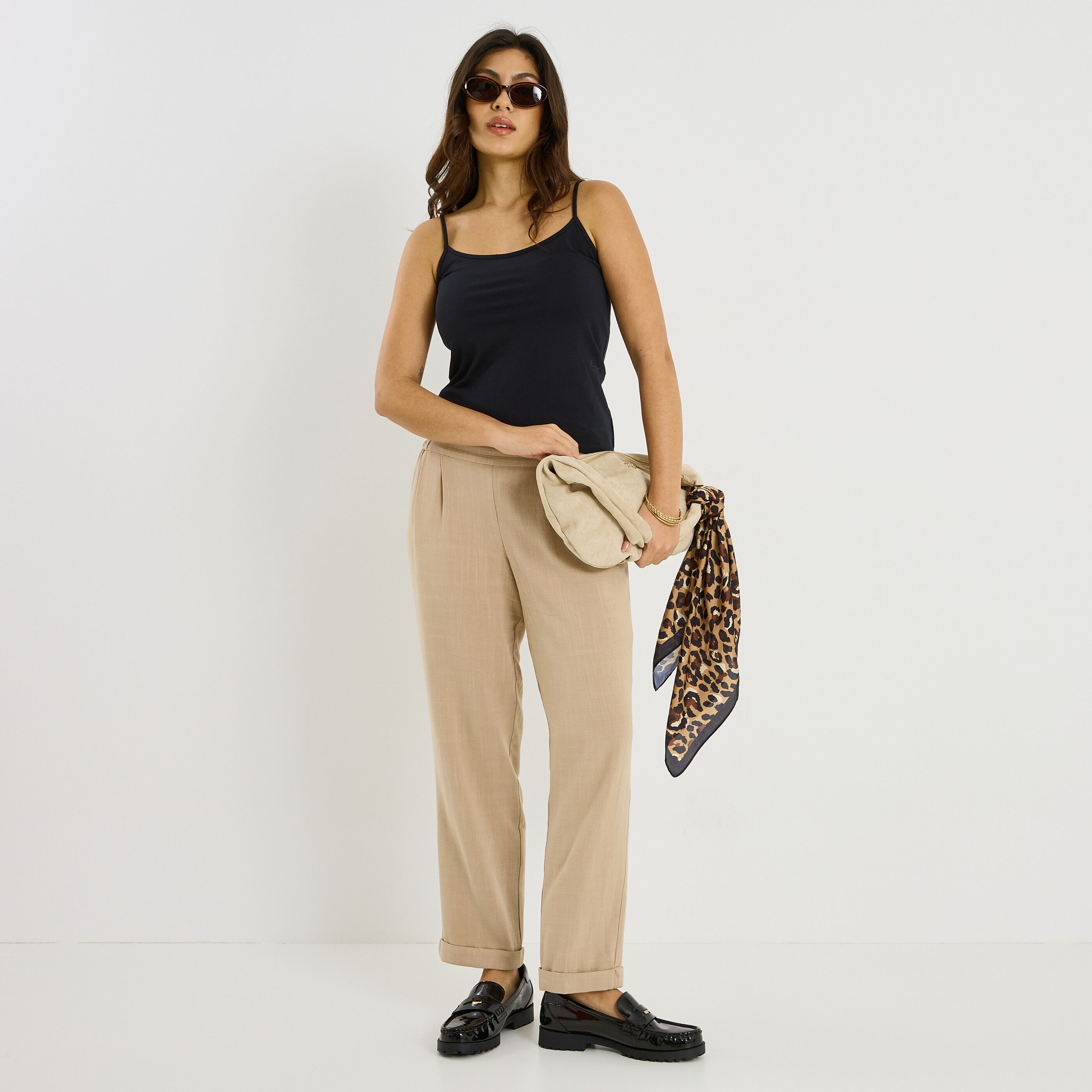 Pantalon &agrave; revers femme