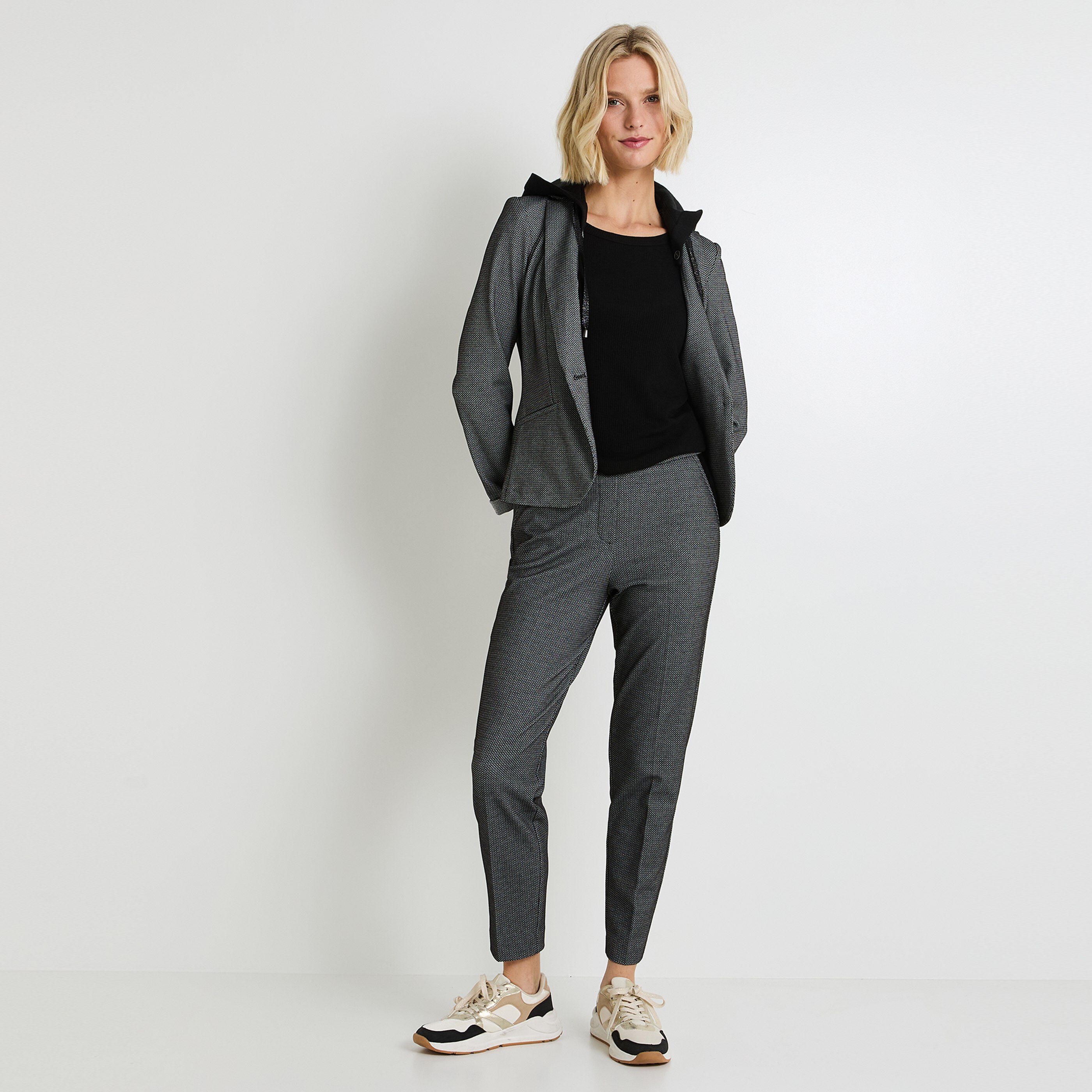 Pantalon cigarette femme gris hot sale