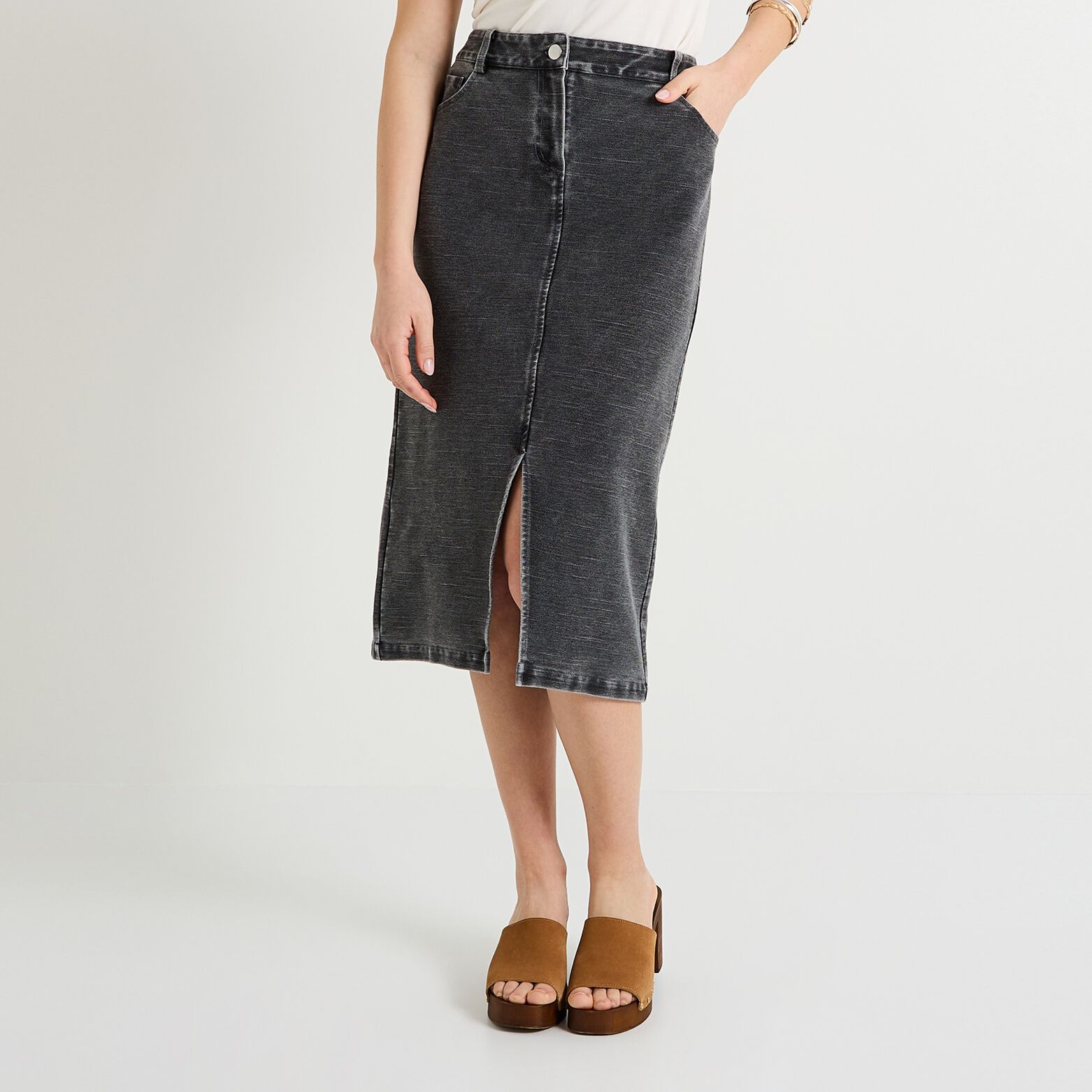 Jupe en maille effet denim femme