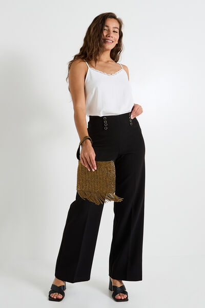 Pantalon large à pont femme