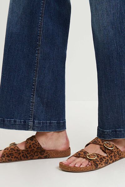Mule léopard croûte de cuir femme