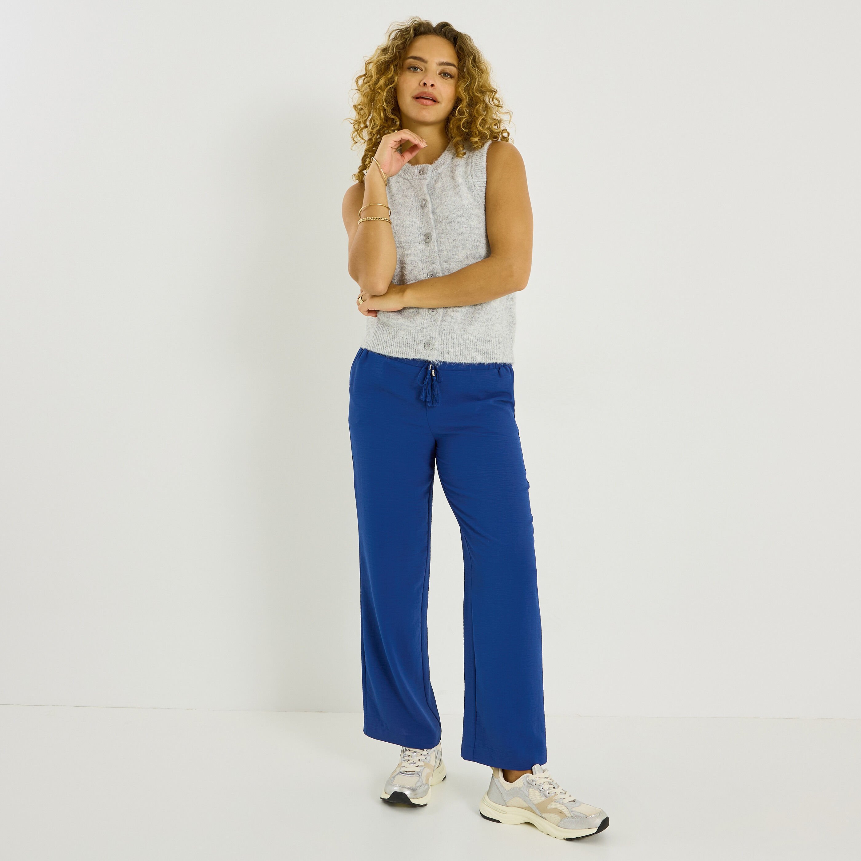 Pantalon fluide taille &eacute;lastiqu&eacute;e femme