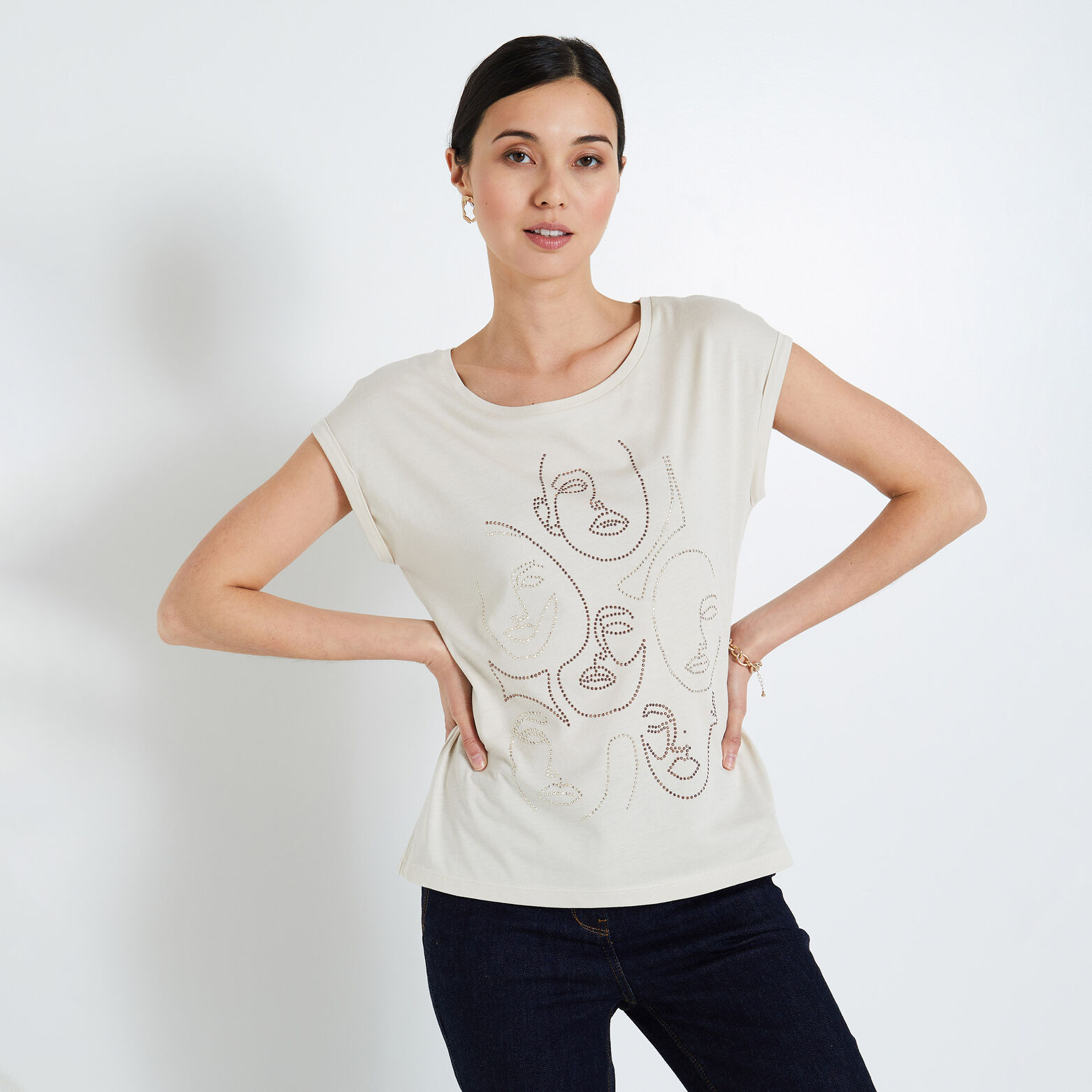 Tshirt print visage femme
