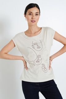 Tshirt print visage femme