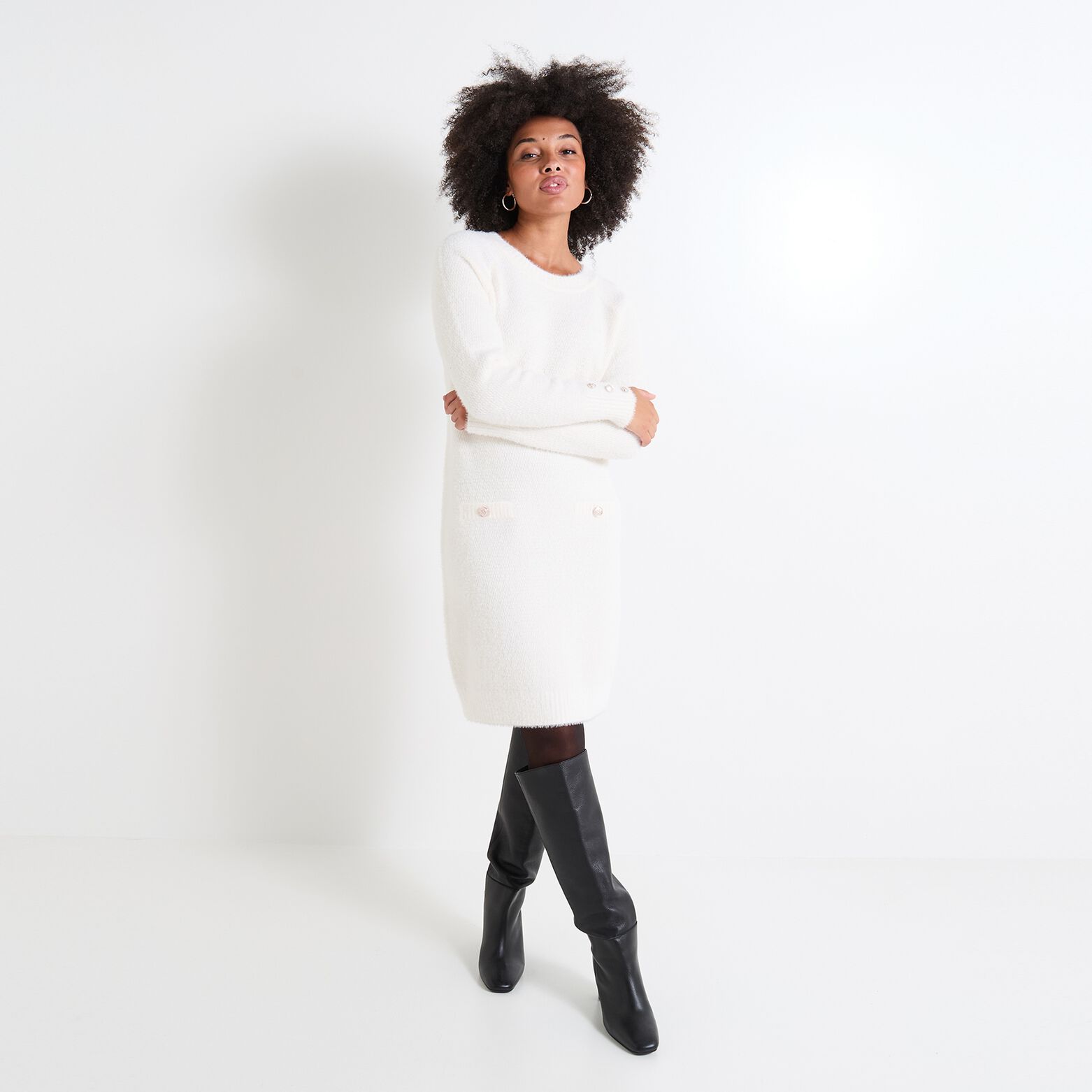 Robe pull col rond femme