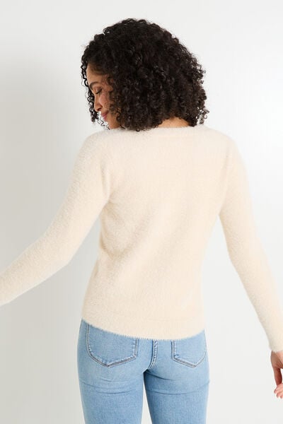 Gilet fluffy col V femme