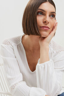 Blouse détails ajourés femme
