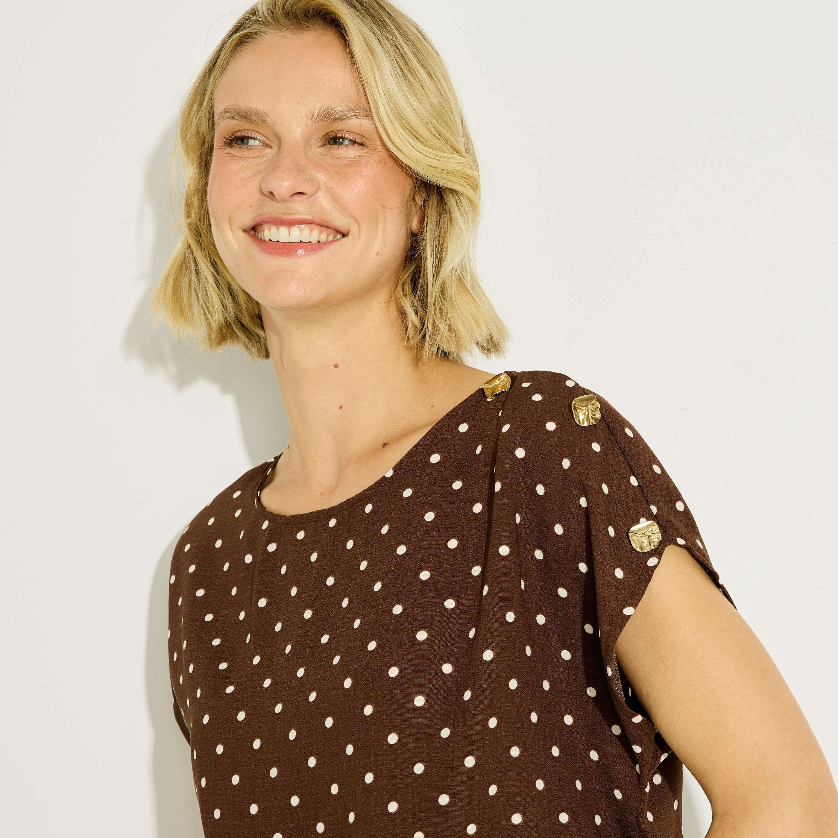 Blouse &agrave; imprim&eacute; pois femme