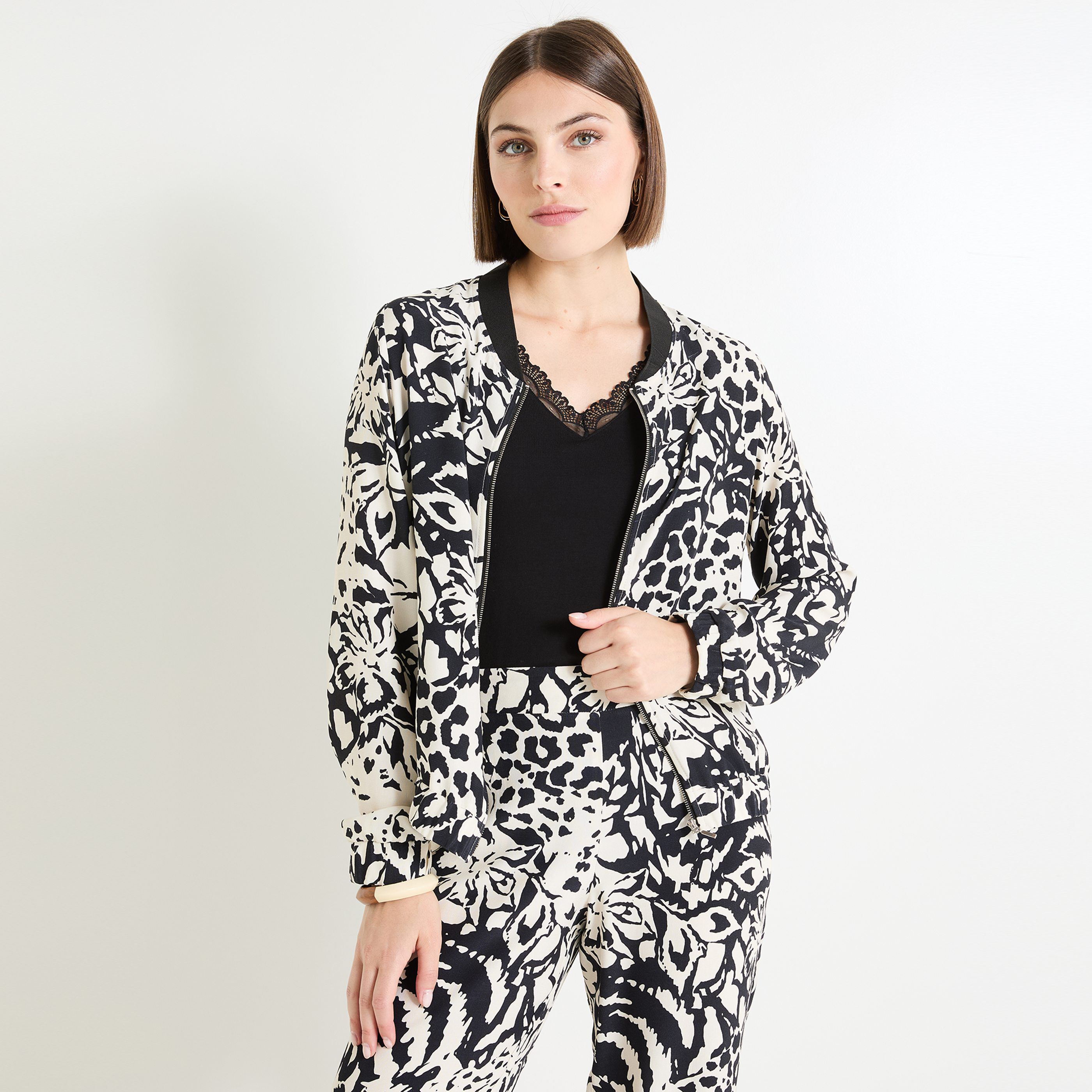Veste zipp&eacute;e imprim&eacute;e femme