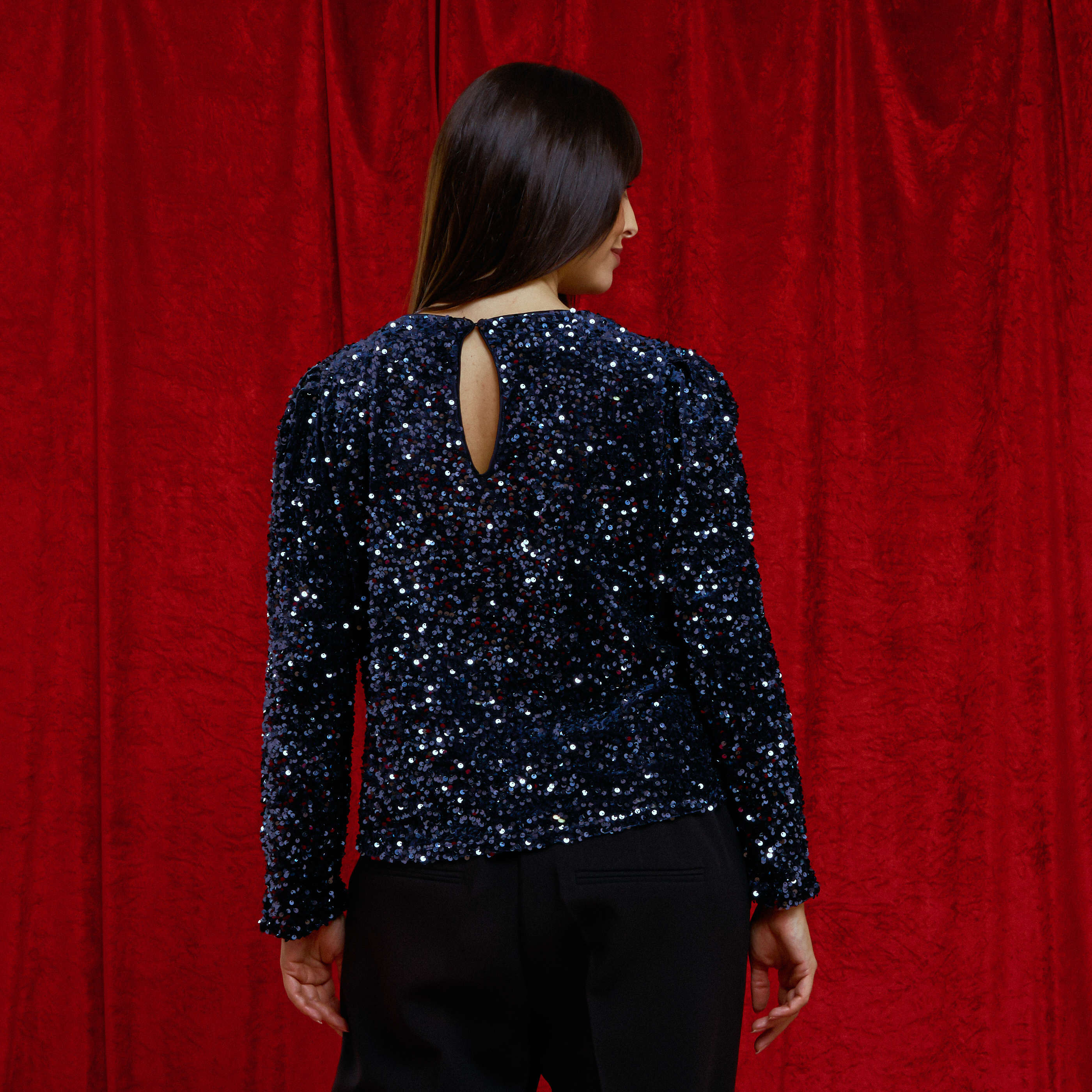 Top manches longues en sequins femme