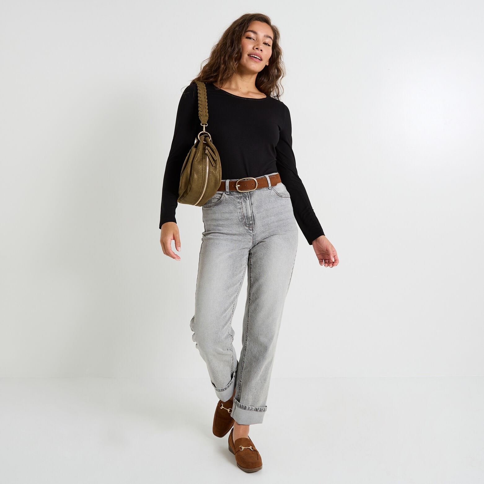 T-shirt uni à col rond femme