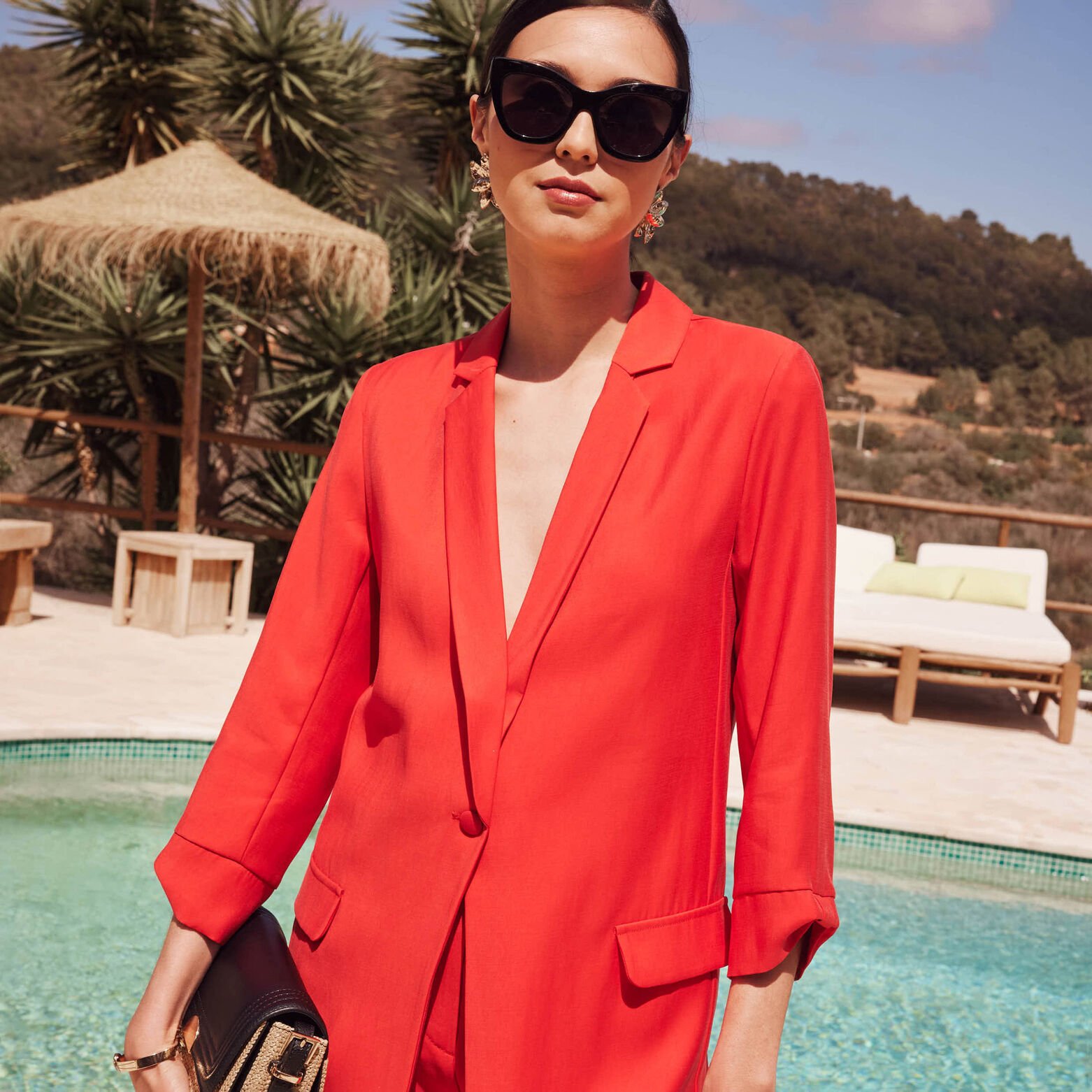 Veste blazer fluide femme ROUGE Graindemalice