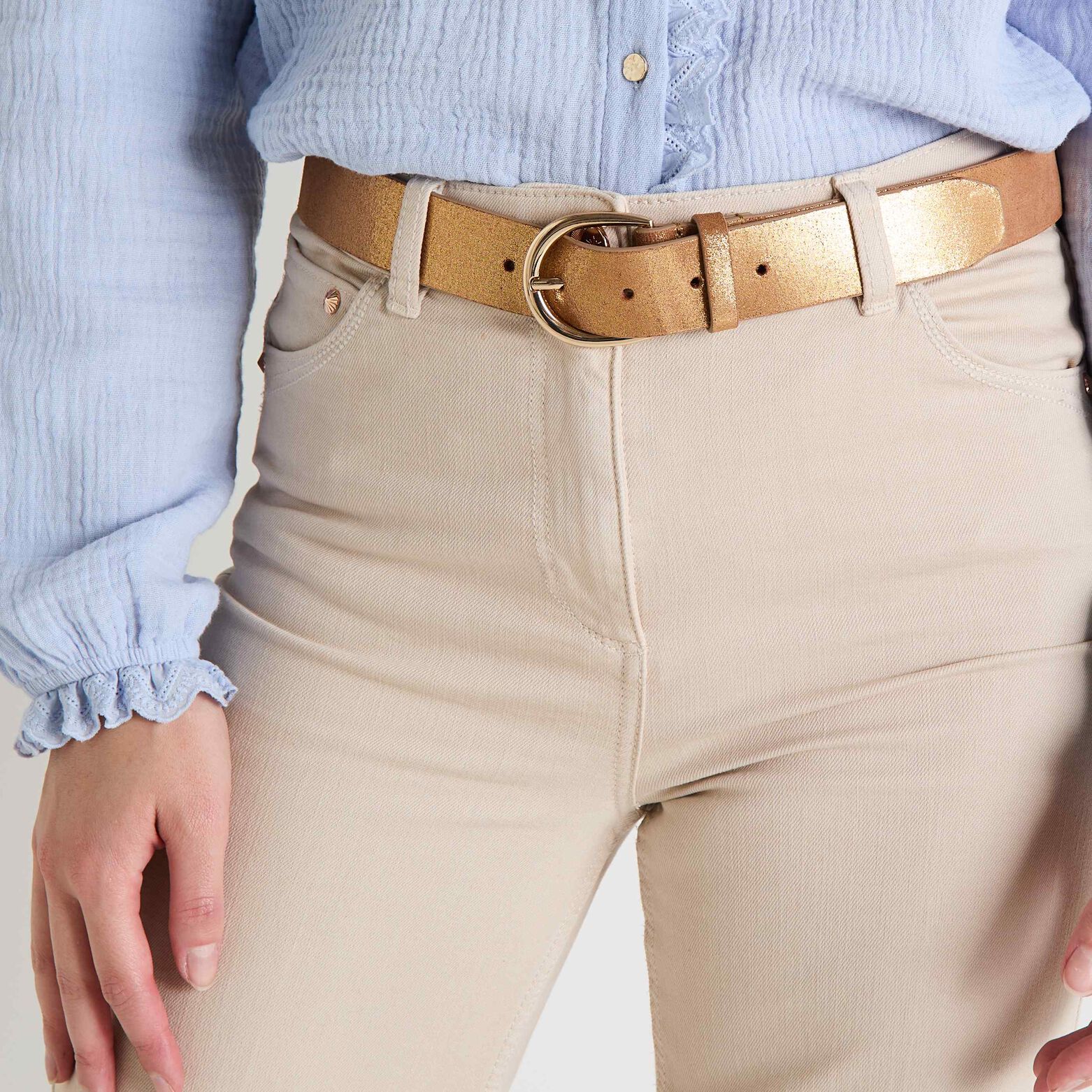 Ceinture croûte de cuir irisé femme