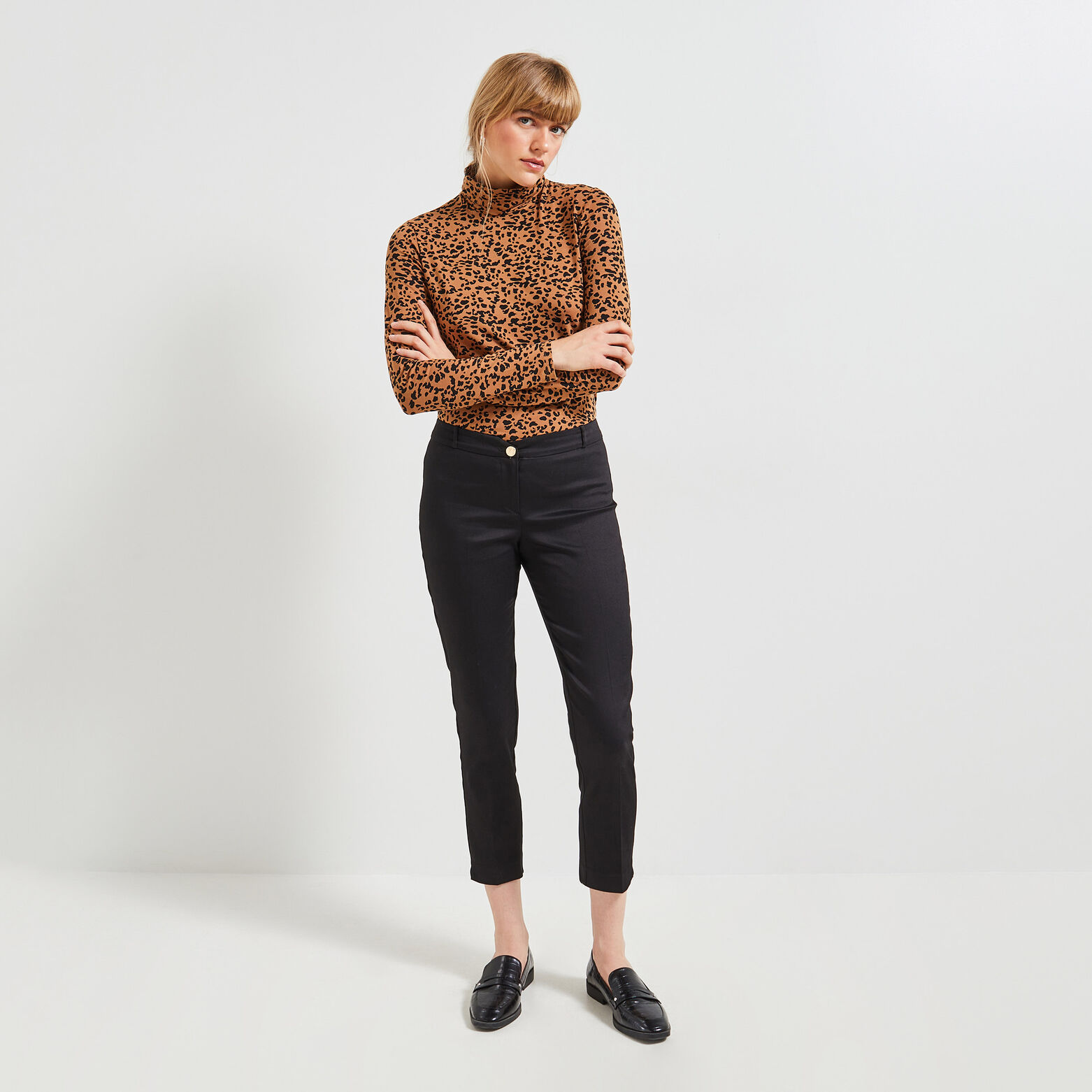 Tshirt col roulé imprimé femme