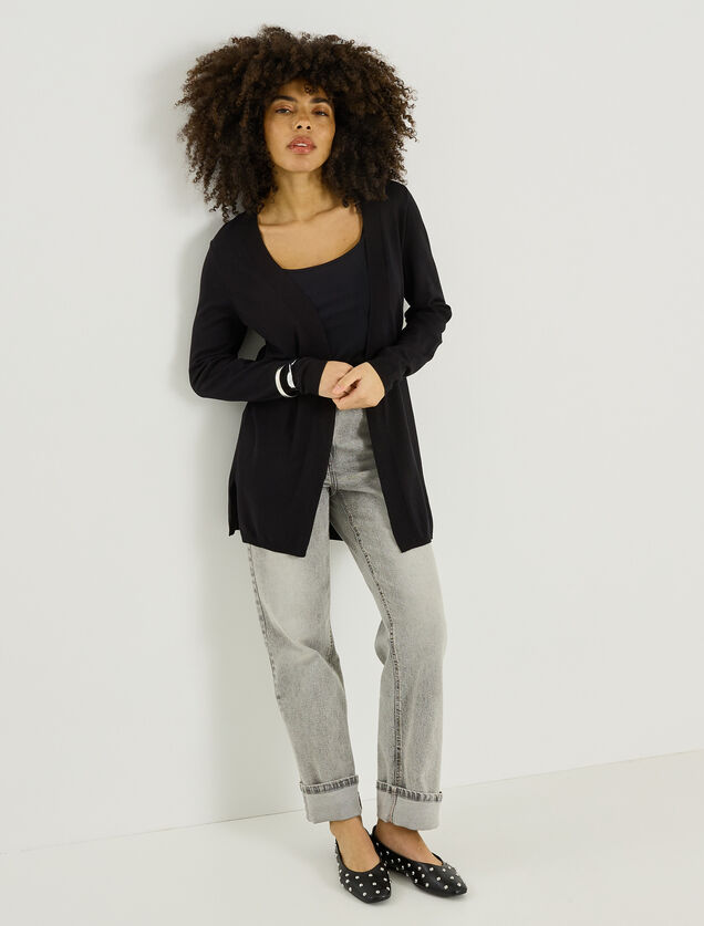 Gilet long uni femme