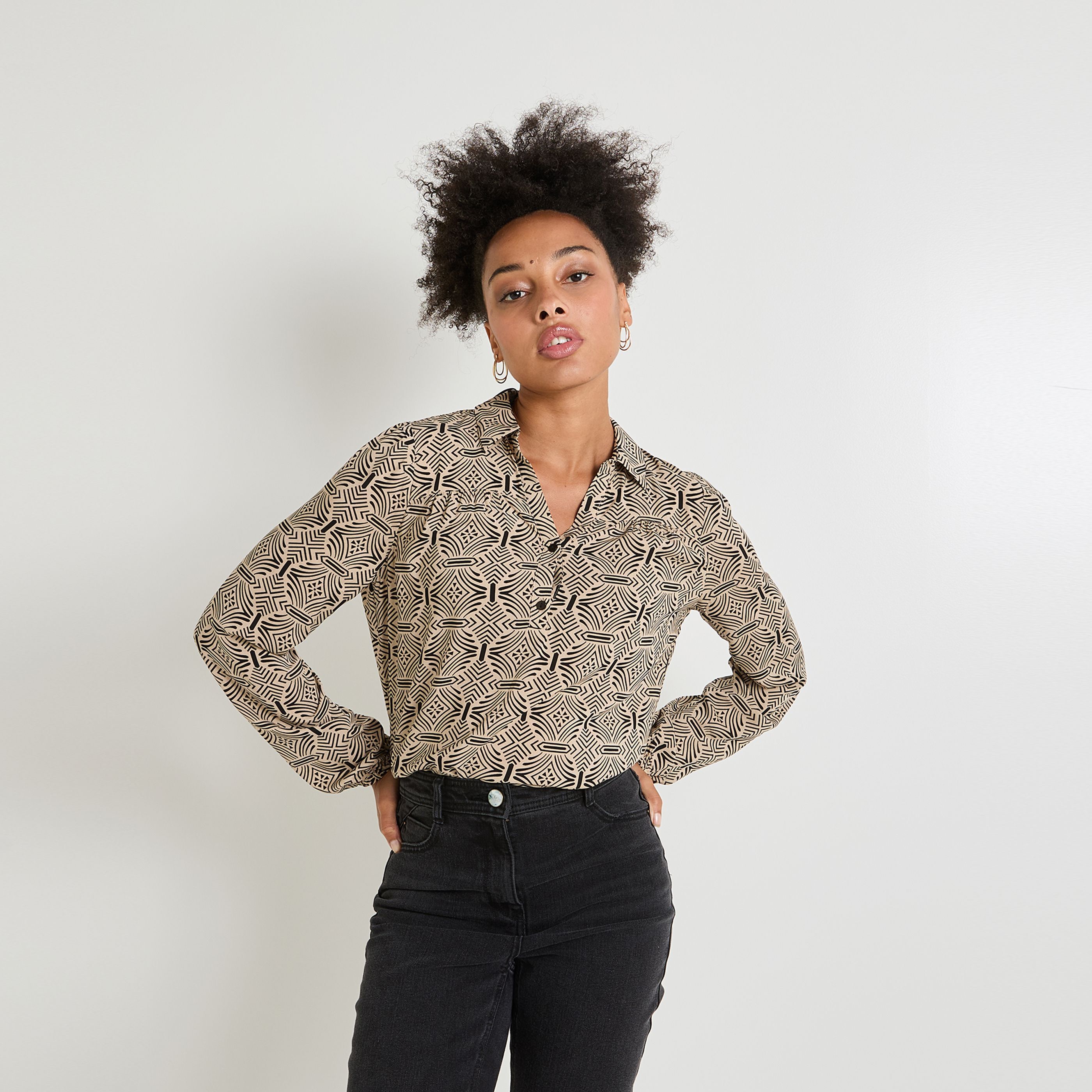Blouse imprimee femme BEIGE Graindemalice