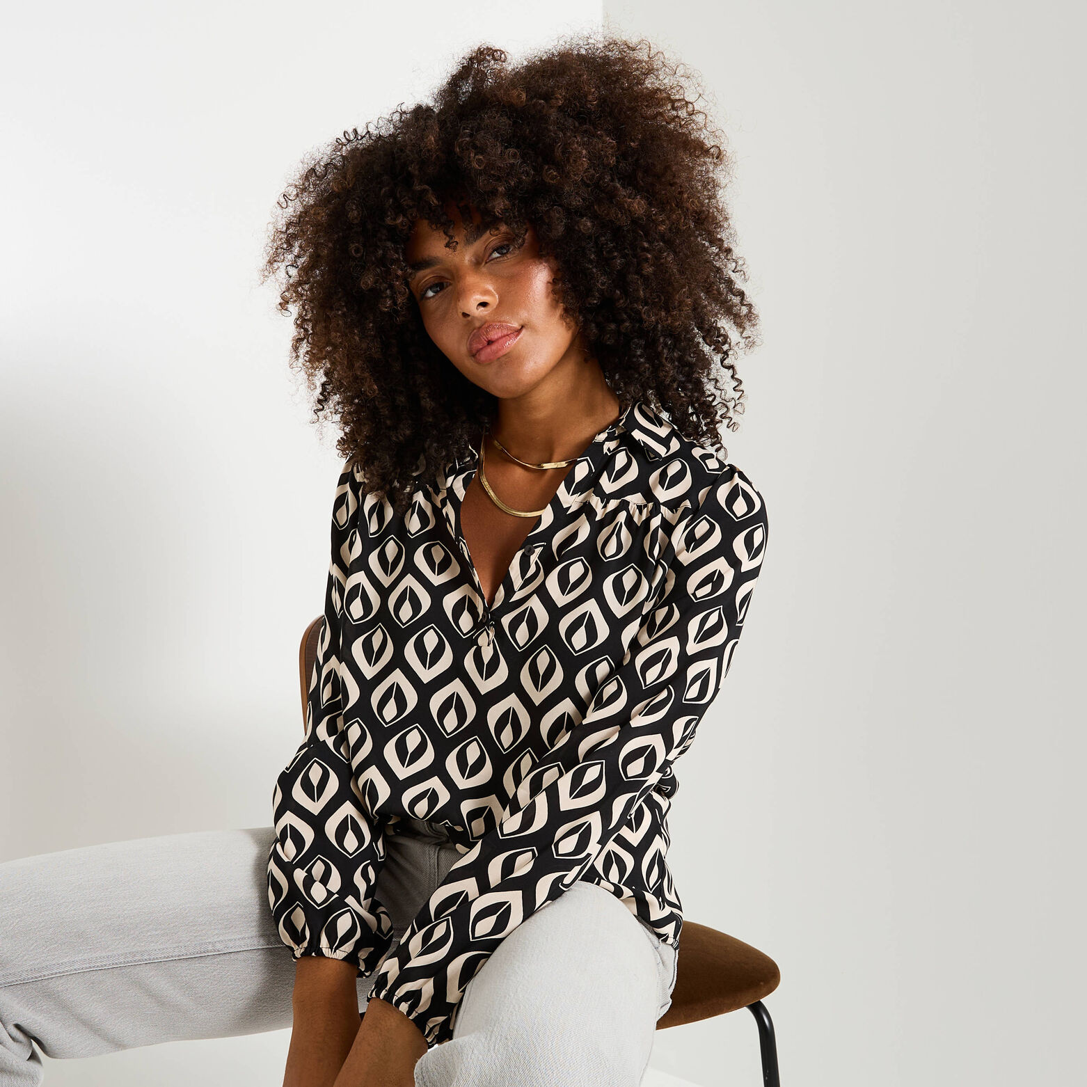 Blouse imprimée à col chemise femme