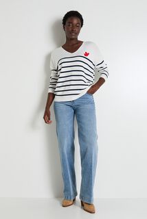 Pull col V femme