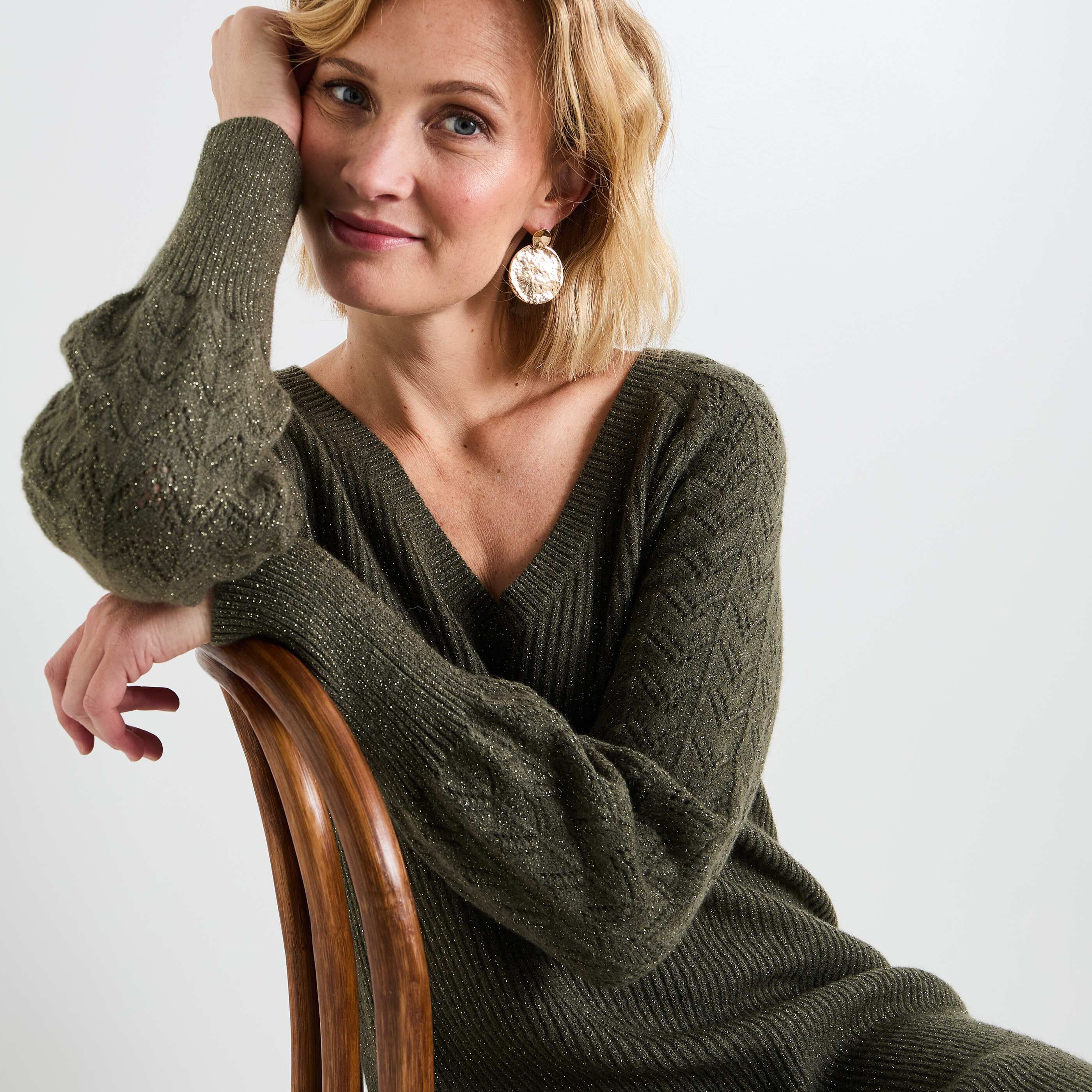 Robe pull col V femme