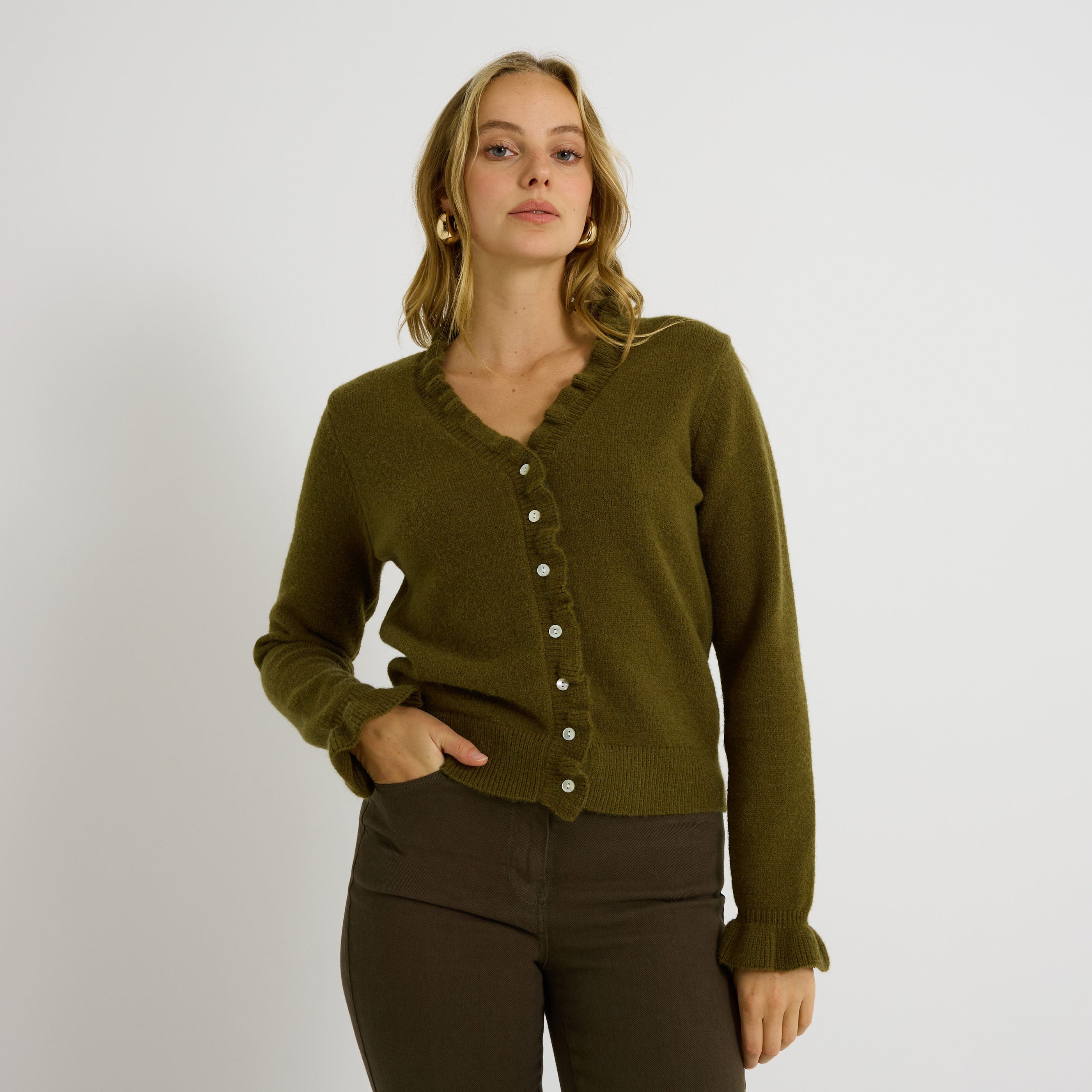 Gilet avec volants femme