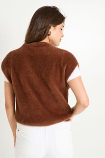 Pull sans manches fluffy femme