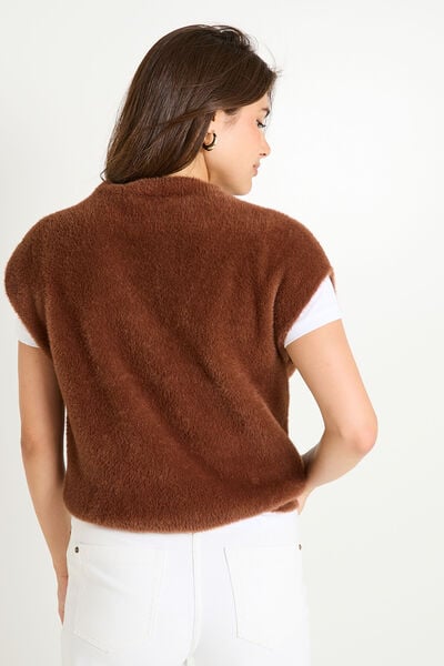 Pull sans manches fluffy femme