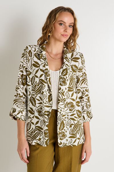 Blazer imprimé feuillage femme