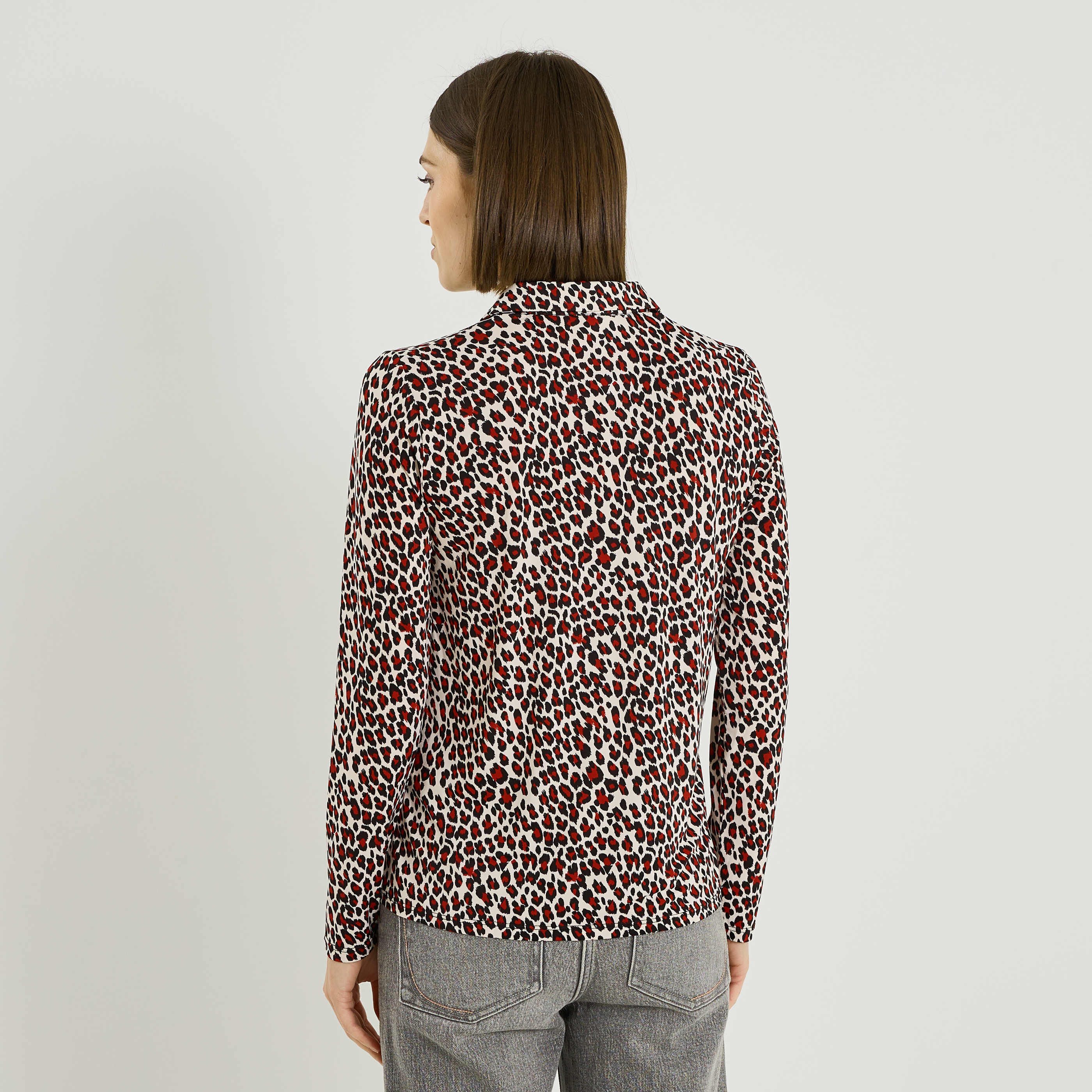 Chemise en maille imprim&eacute; l&eacute;opard femme
