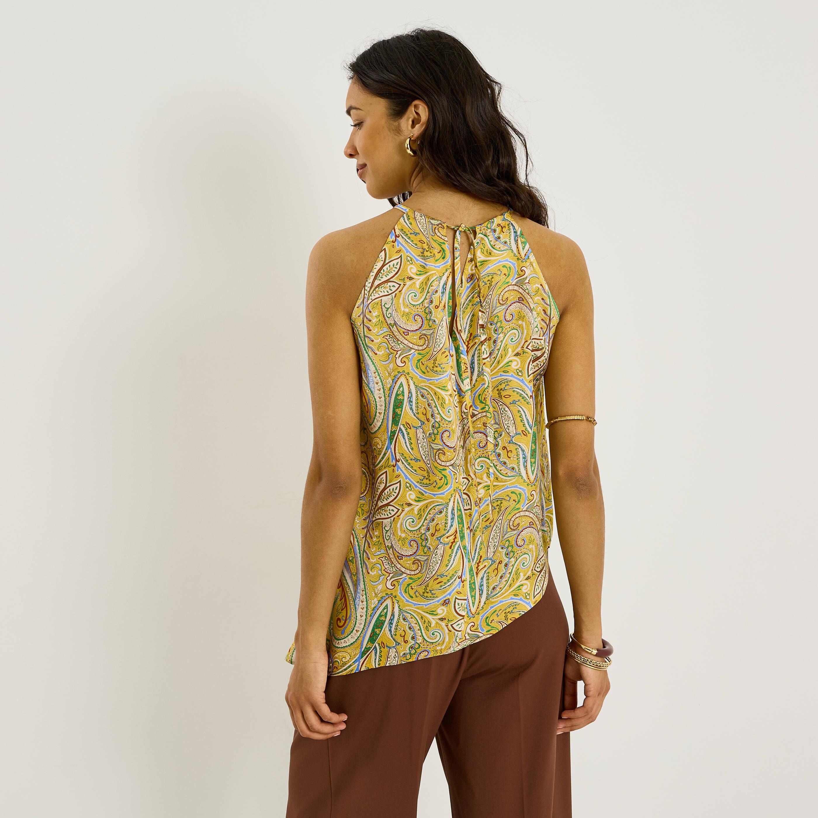 Top asym&eacute;trique fluide imprim&eacute; femme