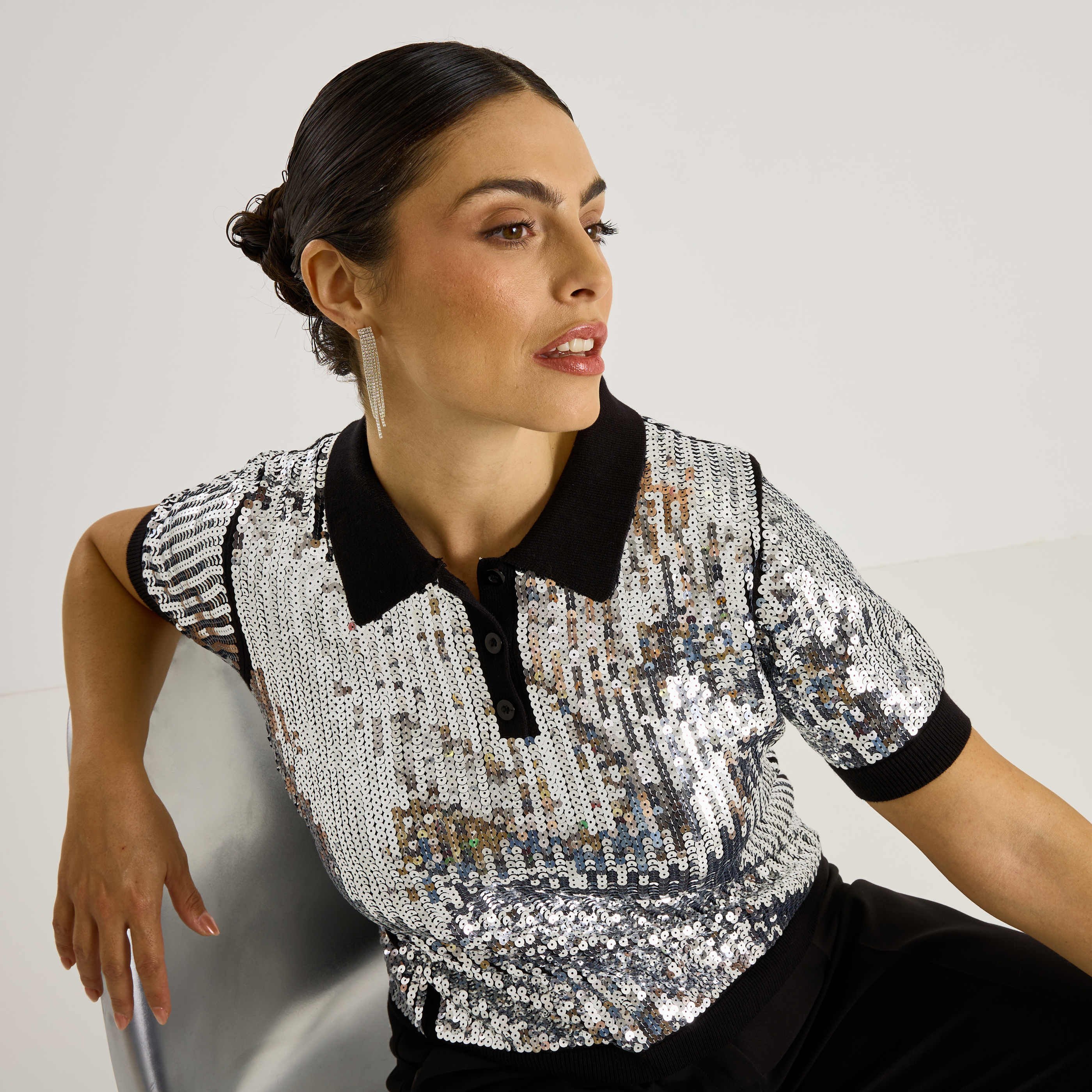 Polo &agrave; strass femme