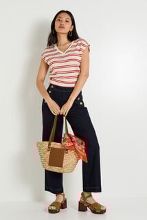 T-shirt col V en maille femme